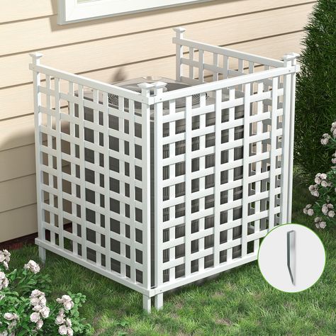 PRICES MAY VARY. 🏡LARGE SIZE: Our air conditioner fence has dimensions of 48" x 42", providing ample privacy space for air conditioner units, trash can, and pool equipment in the garden. The spacing between the lattice allow for hanging lights,artistic hangings,enhancing the outdoor aesthetics. Additionally, the white lattice fence panels can be connected in "L" shape, "H" shape, or straight lines, as per your requirements. 🏡3 FENCE PANELS：This lattice fence panel has been upgraded to consist Hvac Enclosure, Trash Can Enclosure, Air Conditioner Screen, Privacy Lattice, Air Conditioner Fence, Lattice Fence Panels, Lattice Privacy Screen, Pool Equipment Enclosure, Outdoor Air Conditioner