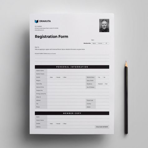 Registration Form #bill #businessinvoice #cleaninvoice #corporateinvoice #invoicedesign #invoicetemplate #invoices #officeinvoice #print #professionalinvoice #standardinvoice #stationary #graphicriver #creativemarket Application Form Templates, Paper Form Design, Registration Form Design Templates, Form Design Print, Form Design Layout, Application Form Design, Word Document Design, Registration Form Design, Form Design Web