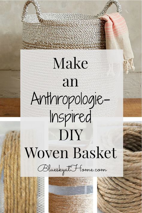 Diy Big Basket, Diy Large Storage Basket, How To Make A Woven Basket, Macrame Laundry Basket, Basket Diy Decor, Diy Seagrass Basket, Diy Large Basket, Making Baskets Diy, Diy Blanket Basket