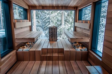 Sauna House, Sauna Steam Room, Window In Shower, Finnish Sauna, Sauna Design, Outdoor Sauna, Sauna Room, Spa Room, Hus Inspiration