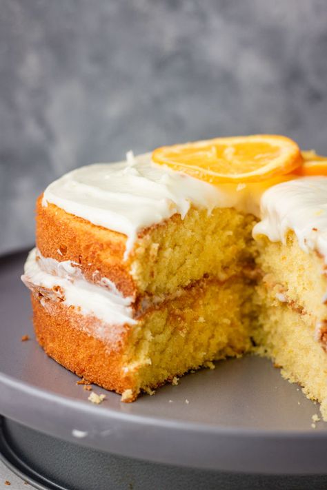 Orange And Vanilla Cake, Best Orange Cake Recipe Moist, Vanilla Orange Cake Recipe, Orange Ginger Cake, Orange Sponge Cake Recipe Moist, Easy Orange Cake Recipe Simple, Biscuits Cake Recipe, Yummy Cakes Recipes, Simple Orange Cake Recipe