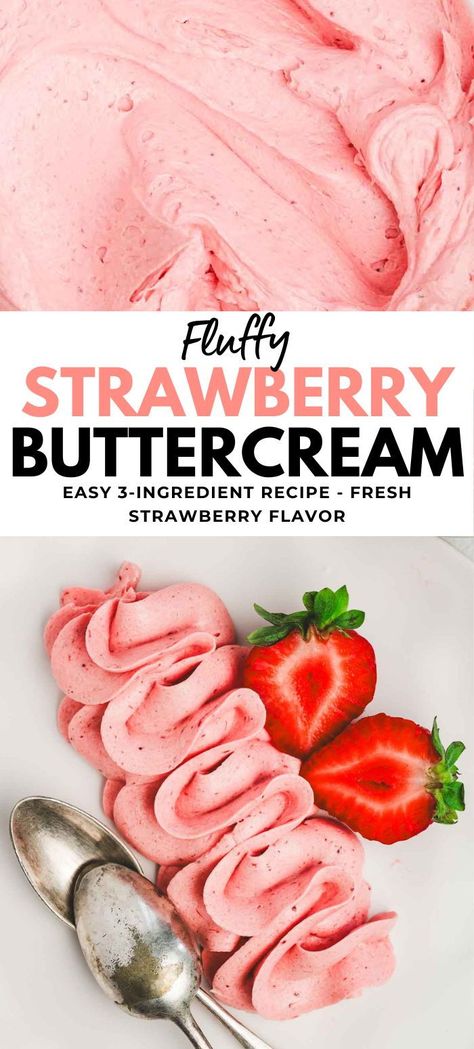 Try our simple Strawberry Buttercream Frosting recipe! With only 4 ingredients, it's a breeze to make. Made with fresh strawberries, it delivers a natural, refreshing flavor perfect for cakes and cupcakes. Treat yourself to the taste of summer with every creamy bite. Strawberry Butter Cream Frosting, Best Strawberry Frosting, Strawberry Shortcake Buttercream, Strawberry Cake With White Icing, Best Strawberry Icing, Strawberry Cream Frosting, Strawberry Cake Frosting Recipes, Strawberry Cake And Icing, Fresh Strawberry Buttercream Frosting