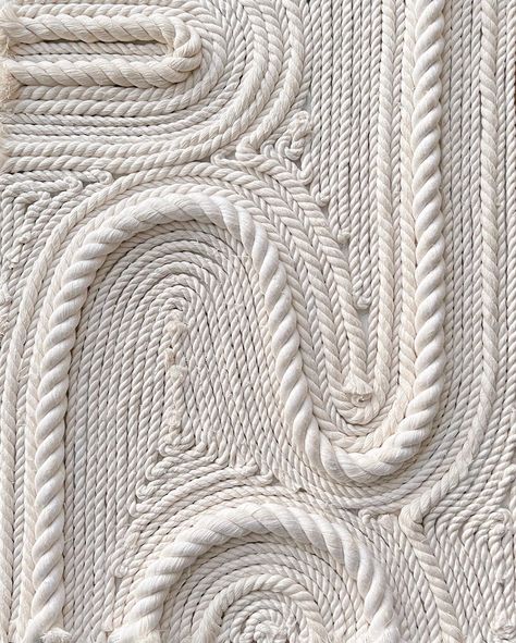 Rope On Canvas, Rope Artwork, Rope Wall Art, Design With Rope, Rope Texture, Rope Pattern, Bazaar Crafts, Abstract Embroidery, White Rope