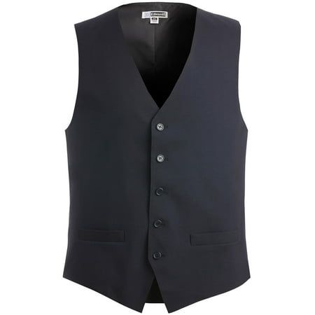 Edwards Our Essential Men's Polyester Vest with textured weave offers a crisp; classic style. Perfect for banquets; restaurants or casinos. Embroiders well. Companion style is #7490 100% Polyester; 6.3 oz. Traditional fit V-neck vest with matching button placket (Red vest comes with Gold buttons) Two functional welt pockets Self fabric back Fully lined Industrial launder or machine washable Men's Sizes: Regular; S - 5XL Talls: S - 5XL (1 longer body) Size: 2XL.  Color: Multicolor.  Gender: male.  Age Group: adult. Business Suit Vest, Cool Tuxedos, Mens Vest Casual, Men's Business Suits, Waistcoat Men, Mens Suit Vest, Red Vest, Mens Winter Coat, Mens Vests