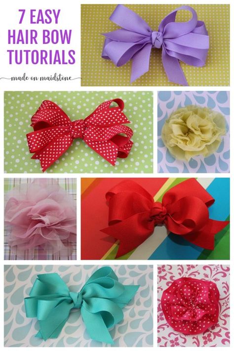 Loopy Hair Bows Diy, Hair Bow Out Of Ribbon, Hair Bow Making Tutorials Easy Diy, Tulle Hair Bows Tutorial, Diy Hair Bows With Ribbon No Sew, Hair Bow Templates Free Printable Pdf, Easy Hair Bows With Ribbon, School Hair Bows Diy, Easy Diy Hair Bows No Sew