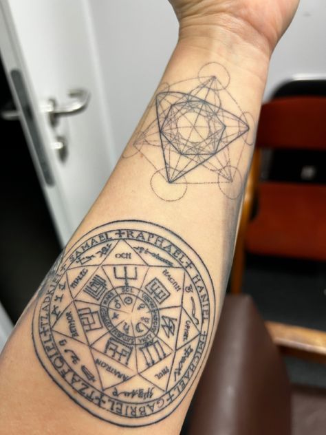 Magik Tattoos, Archangels Tattoo, Enochian Tattoo, Metatron Cube Tattoo, Metatron Tattoo, Metatron Archangel, Cube Tattoo, Talisman Tattoo, Esoteric Tattoo