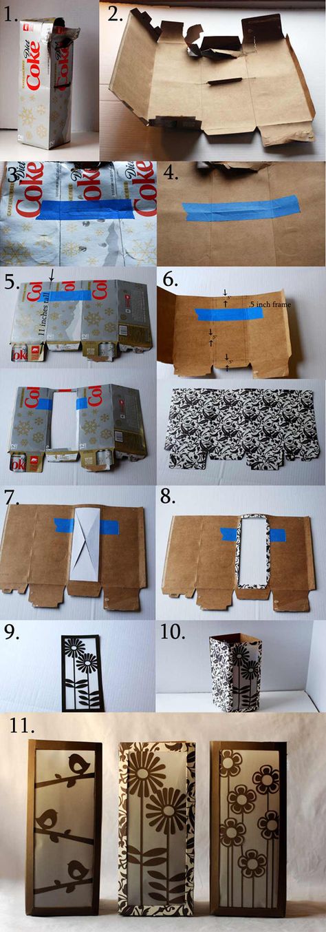 instruction guide for square paper lantern craft Diy Projects For Men, Paper Box Diy, Paper Lanterns Diy, Lantern Craft, Cute Diy Projects, Diy Lanterns, Diy Paper Crafts Decoration, Navidad Diy, Recycled Projects