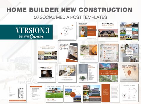 Home Builder Marketing, Construction Social Media, Spec Home, Construction Logo Design, Listing Presentation, Welcome Packet, Workbook Template, Social Post, Realtor Marketing