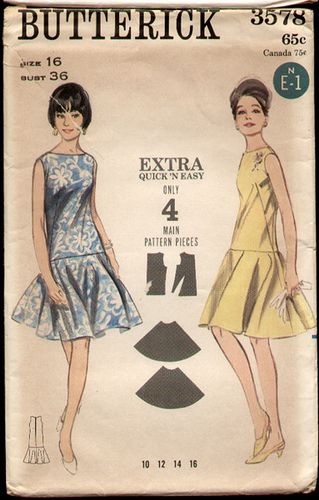 Plus Size Sixties Patterns, Cheap Vintage Dress-up Dresses, 60s Party Dress Pattern, 1960s Aline Dress, 60s Summer Dress Pattern, 1965 Sewing Patterns, Full Circular Skirt, Vintage Dress Sewing Patterns, Butterick Patterns Vintage