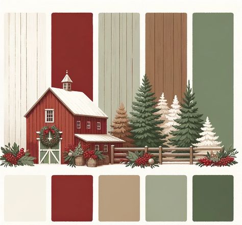 Color Schemes For Christmas Pictures, Sage Green Red Color Palette, Christmas Theme Color Palette, Rustic Red Color Palette, Red Christmas Color Palette, Cozy Christmas Color Palette, Christmas Color Pallettes, White Christmas Color Palette, Neutral Christmas Color Palette