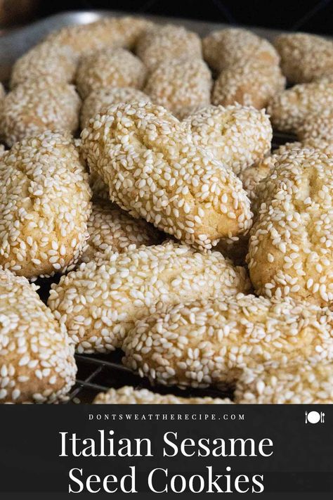 Italian Sesame Cookies, Sesame Seeds Cookies, Sesame Cookies Italian, Anise Cookies Christmas, Italian Cookies Traditional, Pizzicati Italian Cookies, Sesame Seed Bars Recipe, Sesame Seed Recipes, Sesame Seed Cookies Recipe