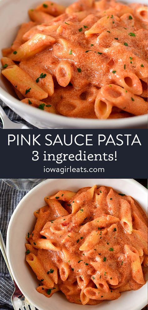 Parma Rosa Pasta Recipes, Pasta Rosa Recipe, Two Sauce Pasta, Pink Sauce For Pasta, Parma Rosa Pasta, Pink Pasta Sauce Recipes, Easy Pasta Sauce Recipes, 3 Ingredient Pasta, Penne Rosa Recipe