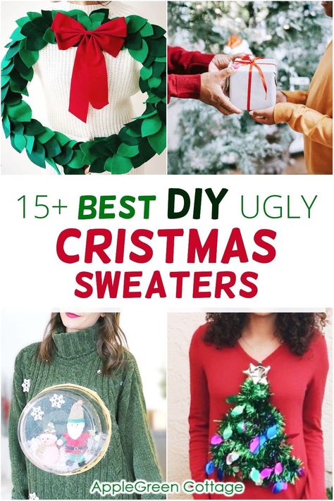 Home Made Ugly Sweater, Candy Cane Ugly Sweater Ideas, How To Make Ugly Christmas Sweater Diy, Make Your Own Ugly Christmas Sweater, Diy Christmas Ugly Sweater Ideas, Home Made Ugly Christmas Sweater Ideas, How To Make An Ugly Christmas Sweater, Diy Ugly Sweater Ideas For Women, Diy Ugly Christmas Sweaters Easy