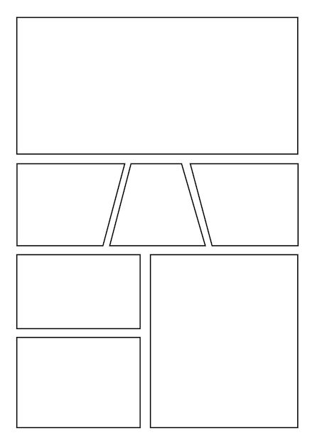 Plantilla a4 de diseño de guión gráfico de manga 2 | Vector Premium Manga Panels Template, Manga Panel Ideas, Manga Panel Template, Manga Base Comic, Blank Manga Panels, Manga Ideas Story, Comic Base, Manga Template, Manga Frame