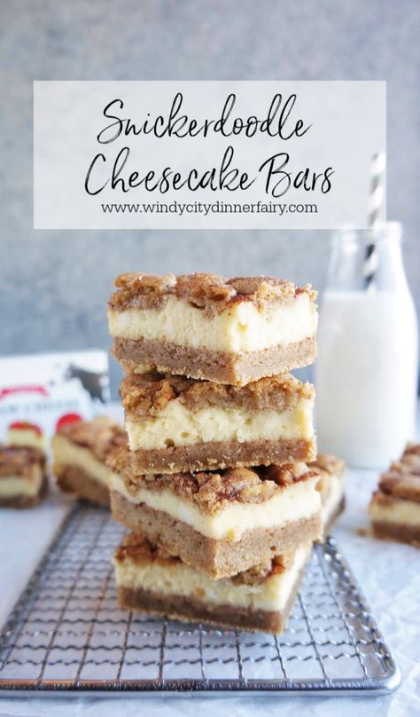 Snickerdoodle Cheesecake Bars, Snickerdoodle Cheesecake, Biscotti Cheesecake, Bars Dessert, Cheesecake Bar Recipes, Dessert Bar Recipe, The Windy City, Cheesecake Bars, Snickerdoodles