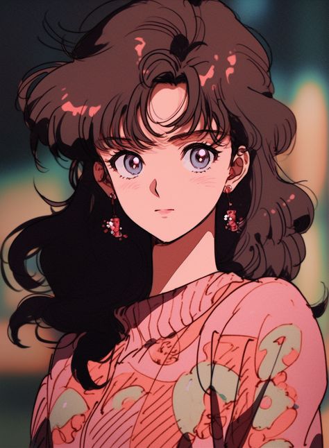 90s Anime Hairstyles, 90s Anime Sketch, 90s Anime Art Style Tutorial, Retro Anime Art Style, 90s Anime Hair, 90s Anime Women, Midjourneyart Anime, Anime 90s Style, Shoujo Pfp