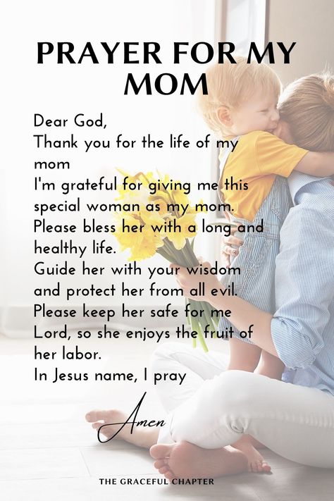 Prayers for my mom - Bless her with a long and healthy life Pray For My Daughter Mom Prayers, God Bless You Mom, Prayers For My Mother Health, Mom Prayers Strength, Pray For My Mother, Prayers For My Mother Healing, Mom Blessing Quotes, Prayer For My Mom Strength, Healing Prayers For Mom