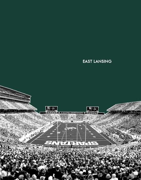 Kitchen Pics, Michigan State Football, Stadium Art, Msu Spartans, Simplistic Wallpaper, State Posters, Nfl Photos, Picture Poster, East Lansing