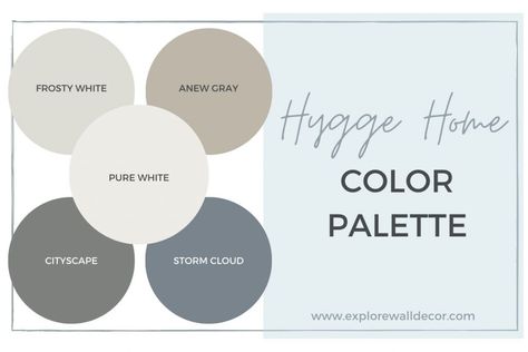 5 Ideas for Your Whole House Color Palette from Sherwin Williams - Explore Wall Decor Hygge Color Scheme, Hygge Colors, Anew Gray Sherwin Williams, Modern Farmhouse Color Palette, Grey Color Pallets, Basement Color, Whole House Color Palette, House Color Palette, Anew Gray