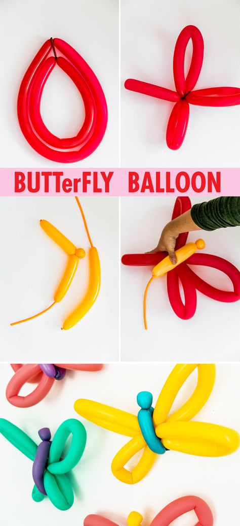 Easy Butterfly Balloon Animal Step by Step Easy Balloon Animals, Butterfly Balloon, Balloon Craft, Easy Butterfly, How To Make Balloon, Twisting Balloons, Butterfly Balloons, Balloon Modelling, Balloon Crafts