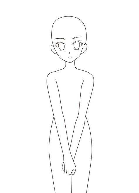 Anime Base Pose Standing, Anime Drawing Templates, Manga Base Pose, Girl Standing Drawing, Drawing Base Girl, Anime Base Reference, Body Base Drawing Girl, Cute Anime Poses, Girl Body Base