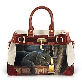 Animal Collectibles - The Bradford Exchange Cat Themed Accessories, Black Cat Artwork, Lisa Parker, Cat Handbags, The Witching Hour, Western Purses, Cheap Purses, Witching Hour, Faux Leather Handbag