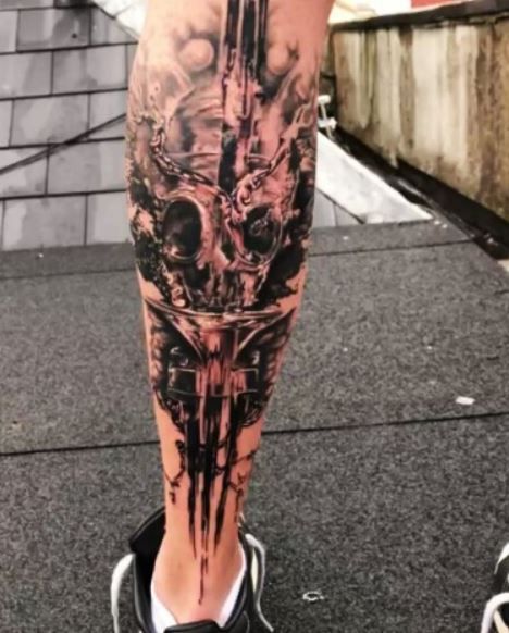 150 Cool Calf Tattoos For Men (2023) Side, Inner Sleeves Designs Skull Calf Tattoo Men, Calf Cover Up Tattoo For Men, Men’s Side Calf Tattoos, Back Calf Tattoos Men, Men Calf Tattoo Ideas, Cool Calf Tattoos, Mens Calf Tattoos, Calf Sleeve Tattoo Men, Calf Tattoos For Men