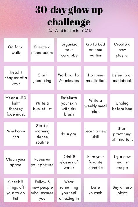 Glow Up Checklist 30 Day, 30 Day Glowup Challenge, 30 Days Challenge Glow Up, Planing Ideas For Day, 30 Glow Up Challenge, January Glow Up Challenge, 2 Month Glow Up Plan, Pinterest 30 Day Challenge, 6 Week Glow Up Challenge