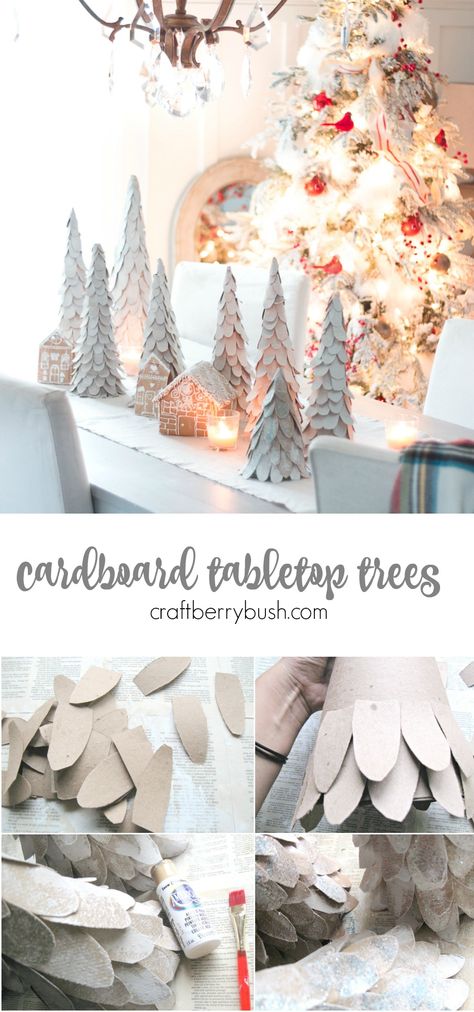 Tabletop Christmas Trees, Cardboard Tree, Christmas Tree Tutorial, Diy Tabletop, Cardboard Christmas Tree, Tree Tutorial, Christmas Tabletop, Tabletop Christmas Tree, Homemade Holiday