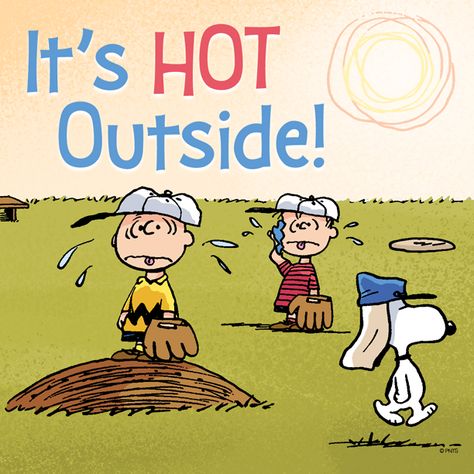 It's Hot Outside! Its Hot Outside, Charlie Brown Cartoon, Brown Cartoon, Charlie Brown Quotes, Hot Outside, Snoopy Images, Peanuts Cartoon, Snoopy Quotes, Snoopy Pictures