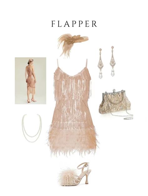 Daisy Costume Great Gatsby, Great Gatsby Costume Women, Flapper Halloween Costumes Couple, White Flapper Costume, The Great Gatsby Halloween Costumes, Flapper Costume College, Champagne Halloween Costume, Halloween Costume Collage, Flappers 1920s Costume