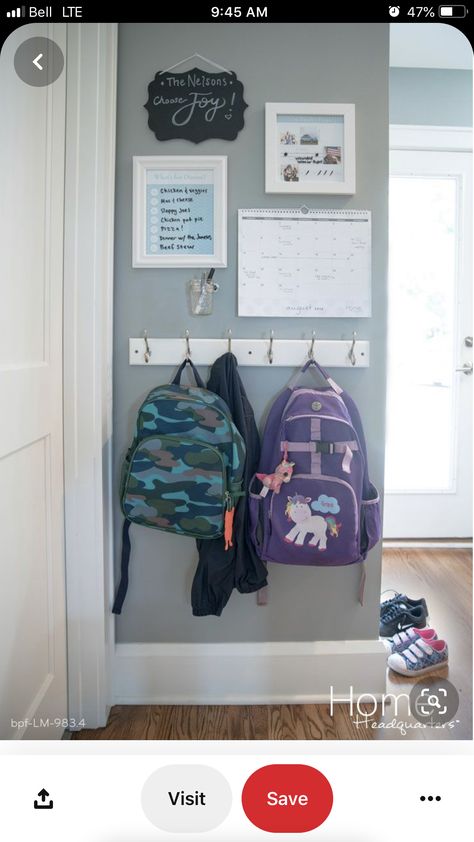 Kids Backpack Station Small Space, Kids Backpack Station, Backpack Station, Command Station, School Bag Storage, Home Command Center, Family Command Center, Ideas Para Organizar, Kids Backpack