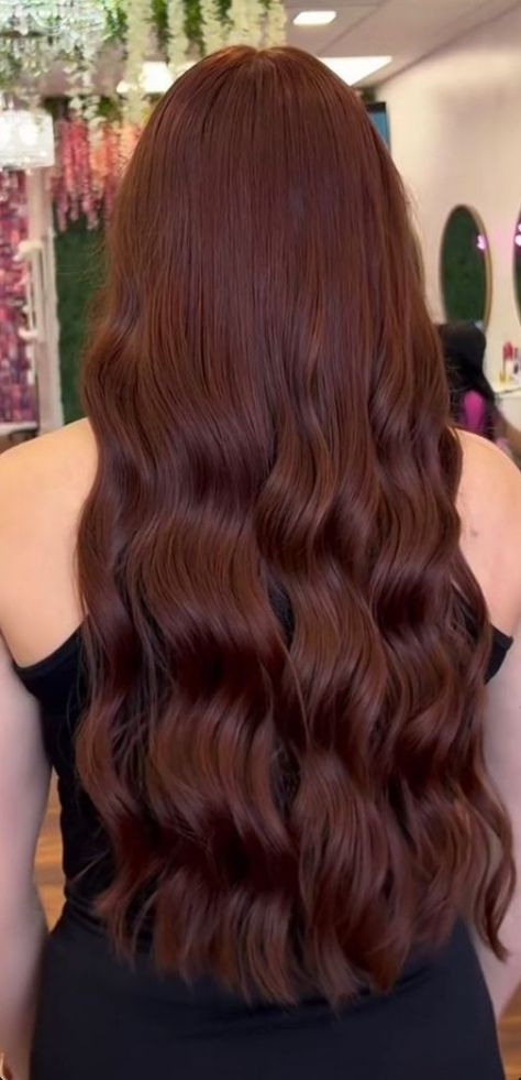 Red Chocolate Brown Hair Color, Pink Skin Hair Color, Hair Ideas For Tan Skin Tones, Dark Golden Auburn Hair, Red Hot Cinnamon Hair, Red Hair With Babylights, Mahagoni Hair Color, Brown Ginger Hair, Brown Cinnamon Hair Color