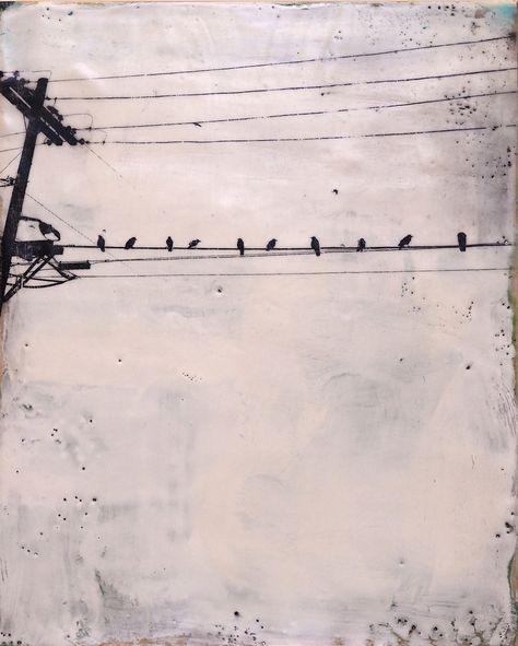 Birds On Wire Drawing, Birds On Wire Painting, Birds On A Wire Painting, Two Birds On A Wire, Bird On A Wire, Charcoal Paint, Birds On A Wire, Pole Art, Wax Art