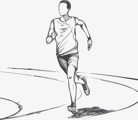 Running Man Drawing Reference, Sports Figure Drawing, Human Running Drawing, Running Person Sketch, Guy Running Drawing, Running Person Reference, Running Drawing Poses, Running Illustration Drawings, Running Person Drawing