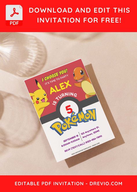 Awesome (Free Editable PDF) Lovely Pokemon Faces Birthday Invitation Templates           Are your ready for Pokémon adventure with our irresistible Pokémon-themed birthday invitation templates! These invitations are a dr... Pokemon Invitations, Pokemon Themed Party, Pokemon Faces, Pokemon Party, Free Invitation Templates, Pokemon Birthday, Kinds Of Colors, 7th Birthday, Printed Materials