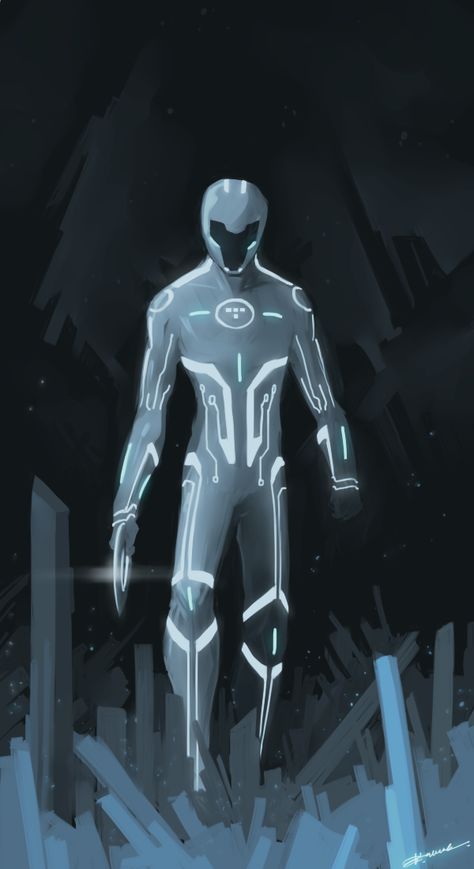 Fixação científica Futuristic Cartoon Character, Tron Suit Design, Tron Suit Concept Art, Tron Character, Tron Suit, Tron Art, Tron Uprising, Steel Armor, Tron Legacy