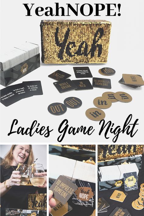 Ladies’ Game Night with YeahNOPE // DivineLifestyle.com  // #sponsored  #YeahNOPE Ladies Game Night Ideas, Ladies Game Night, Games Night Ideas, How Meme, 21st Birthday Games, Games For Ladies Night, Girls Night Games, Garden Party Games, Online Party Games