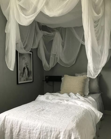 Draped Fabric Over Bed, Bed Canopy, Pretty Room, Redecorate Bedroom, Dreamy Room, Dream Room Inspiration, House Room, Apartment Inspiration, Room Inspiration Bedroom