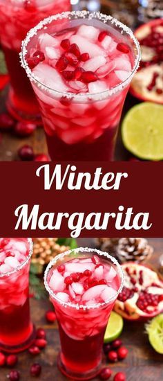 Winter Margarita is a great cocktail with gold tequila with tangy and slightly sweet pomegranate and cranberry juices and orange liqueur. Winter Margarita, Christmas Beverages, Boozy Recipes, Classy Cocktails, Cocktail Tequila, Sipping Tequila, Easy Margarita Recipe, Pomegranate Margarita, Cranberry Margarita