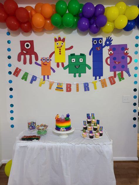 Numbers Party Theme, Block Theme Birthday Party, Numbers Theme Birthday Party, Alpha Blocks Birthday Party, Number Blocks Decoration, Shape Birthday Party, Shapes Theme Birthday Party, Alphabet Party Theme, Number Block Party Decorations