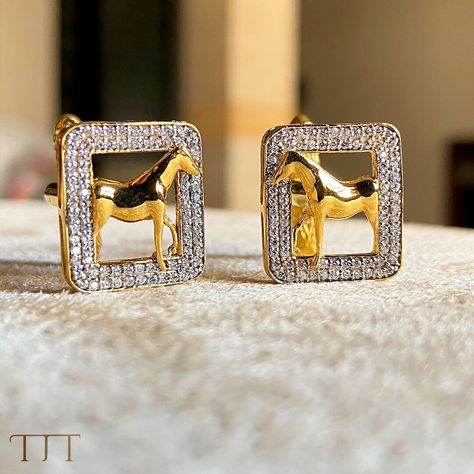 Elevate your style with our exquisite Handmade Horse Cufflink Set, meticulously crafted with a luxurious 14k gold finish and sparkling CZ diamonds. Ideal for gifting on special occasions, these classy gold cufflinks feature a stunning horse design, with CZ diamonds elegantly set around the border, adding a touch of sophistication. Features: High-Quality Material: 14k Gold Finish Elegant Design: Horse motif with CZ diamonds Perfect for Men: Gifts for husband, Father's Day Gifts, and more Versatile: Ideal for formal events, weddings, and business meetings These cufflinks make a thoughtful gift for any man who appreciates fine craftsmanship and timeless elegance. Surprise your husband or father with a gift that embodies class and style. Order now and add a touch of luxury to his wardrobe with Gold Cufflinks Men, Dc Outfits, Designer Cufflinks, Diamond Cufflink, Horse Motif, Gold Jewellry, Best Romantic Song Lyrics, Men Gifts, Gold Cufflinks