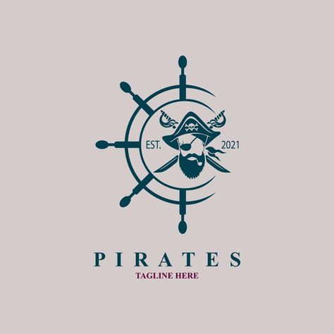 pirates ship wheel sword logo icon vintage style design template vector for brand or company and other Pirate Logo Design, Baratie Restaurant, Pirate Ship Wheel, Pirate Logo, Famous Movie Posters, Pirates Ship, Pirate Aesthetic, Pirate Design, Pirates Logo