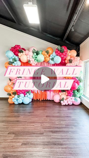 Social Butterfly on Instagram: "Fringe wall tutorial 🧡🩷🧡

#fringewall #fringebackdroptutorial #fringebackdrop #diyfringe #diyfringewall #socialbutterflyballoons #howtoballoons #balloondecor" Fringe Backdrop With Balloons, Diy Fringe Backdrop, Diy Balloon Wall, Balloon Wall Backdrop, Balloon Garland Tutorial, Balloon Arch Backdrop, Fringe Wall, Fringe Backdrops, Diy Balloon