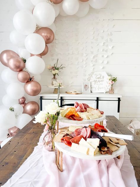 baptism decor, baptism reception Adult Baptism Party Ideas, Baptism Reception Ideas, Baptism Reception, Adult Baptism, Dedication Ideas, Budget Party, Baptism Ideas, Rose Gold Balloons, Baptism Party