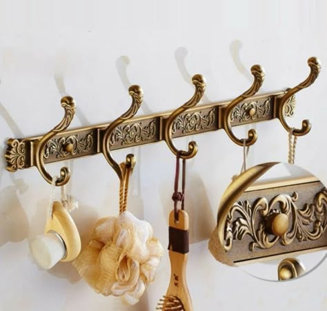 Towel Hook Bathroom, Wall Mounted Towel Holder, Brass Wall Hook, Foyer Hallway, Kitchen Garage, Accessories Organizer, Towel Holder Bathroom, Hook Rack, Hook Wall