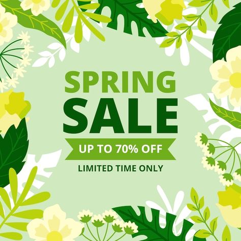 Sale Flyer Design, Spring Sale Banner, Design For Social Media, Design In Photoshop, Spring Banner, Spring Illustration, Nature Background Images, Fashion Banner, Business Poster