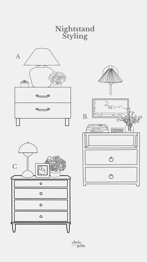 Nightstand Styling, Bedroom Hacks, Bedroom Cozy, Nightstand Decor, Decoration Tips, Interior Design Guide, Creative Bedroom, Bedroom Remodel, Bedroom Modern