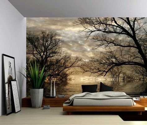 Autumn Tree Forest Lake Large Wall Mural Self-adhesive | Etsy Large Wall Murals, Forest Mural, Forest Wall Mural, Large Mural, Fabric Wall Decals, Wallpaper Peel, Autumn Tree, Forest Wallpaper, Wallpaper Murals