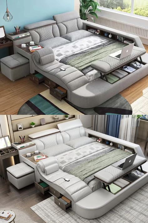 Super Bed, Multifunctional Bed, Unique Bed Design, Modular Bed, Luxury Bed Frames, Rooms Luxury, Tv Bed, Tatami Bed, Bed Headboard Design